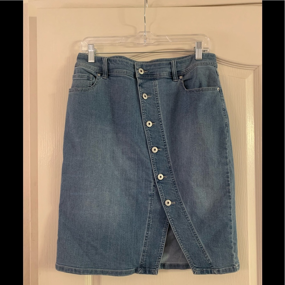 INC Asymmetrical Jean Skirt